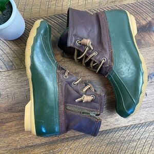 SPERRY 7 Womens Vintage Waterproof Rubber Duck Boots Lace Up Tan Brown